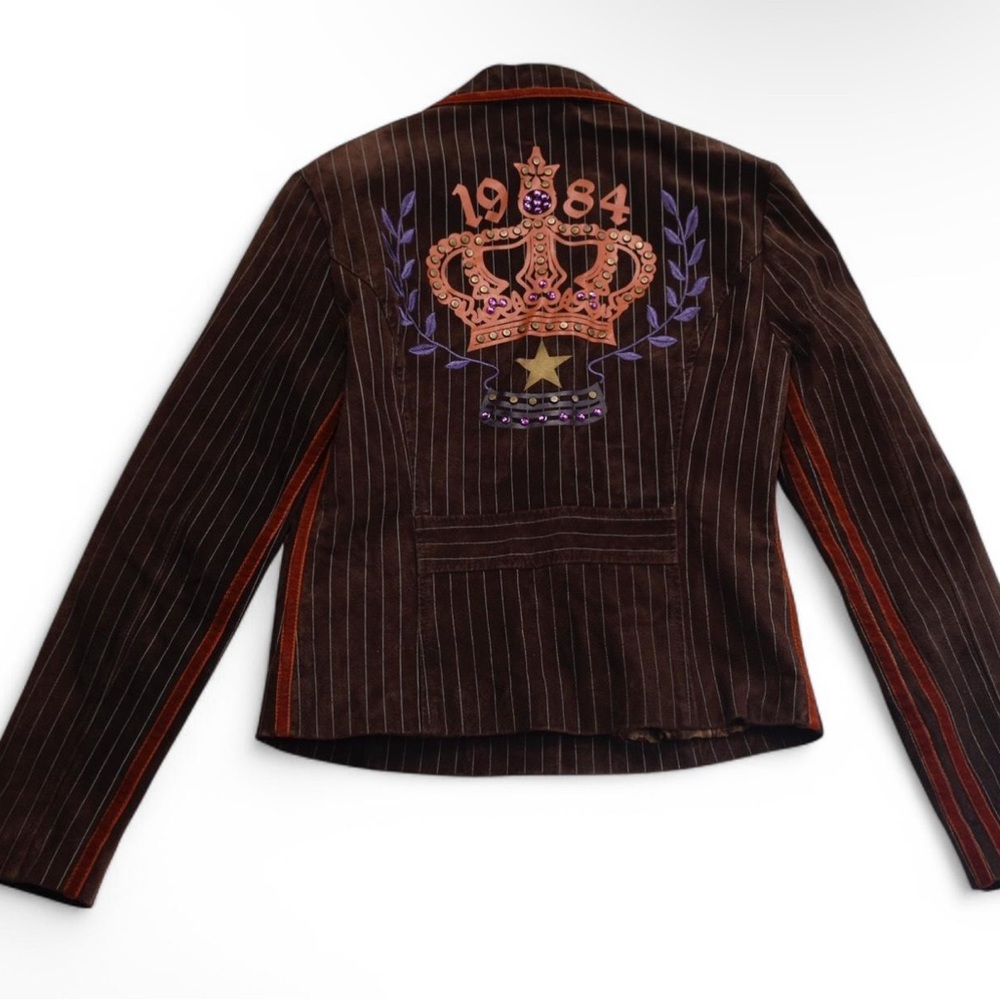 SOLD:Brown Striped Womens leather jacket
